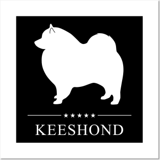 Keeshond Dog White Silhouette Posters and Art